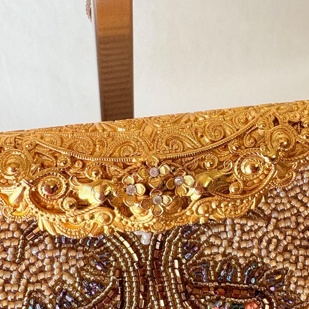 二重糸本刺繍ビーズバック 卒業 入学式 結婚式 パーティーバック 和装