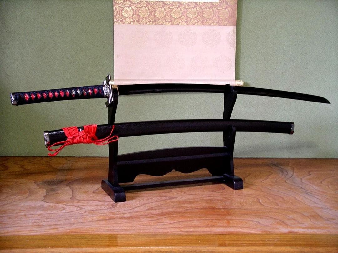 関の美術刀剣 空想刀 黒斬剣卍鍔 黒塗刀身 大刀 模造刀 模擬刀 仮装パーティー