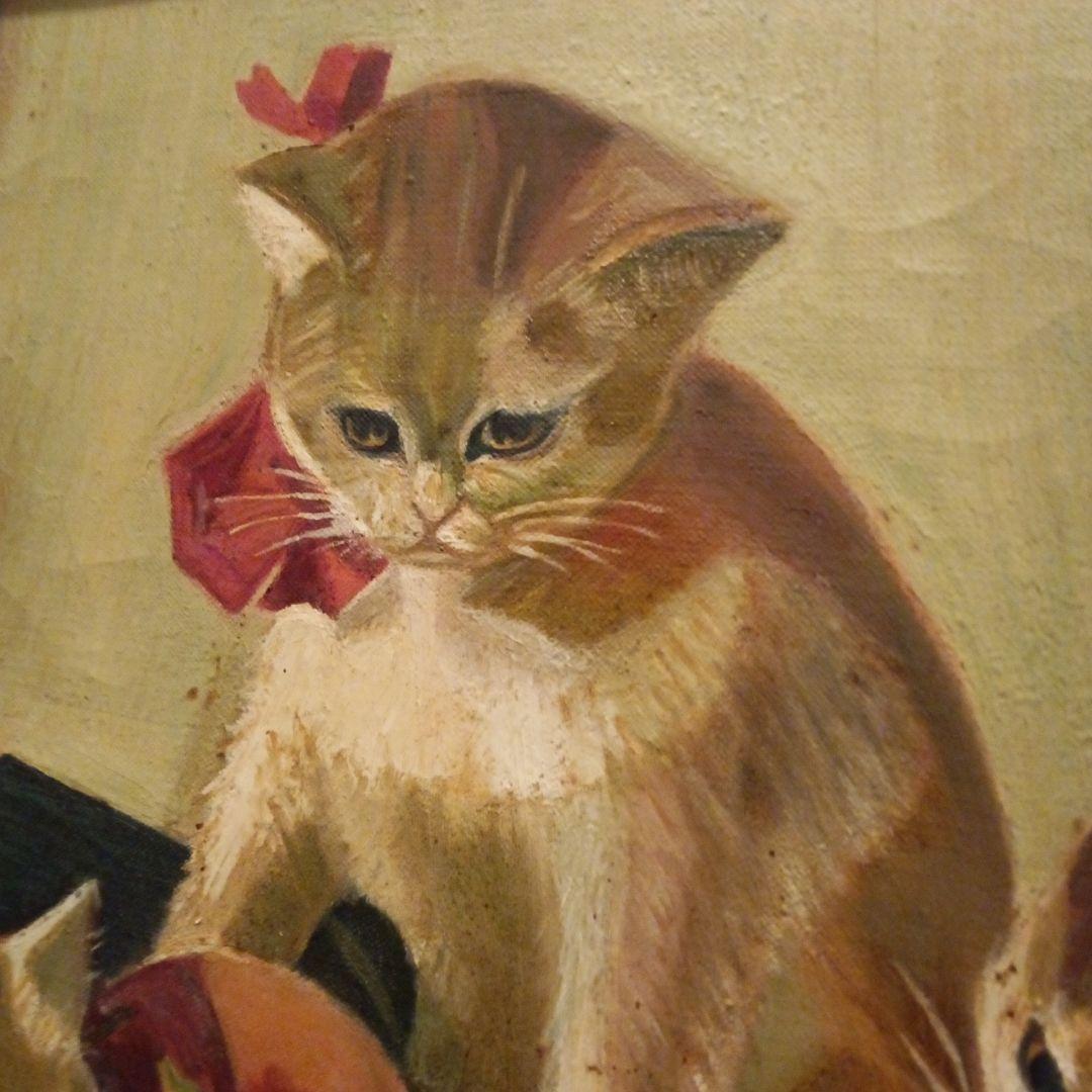 戦前後〜昭和３０年代当時物横幅６９Ｘ縦６２Ｘ厚さ４センチ可愛いらしい構図油絵品