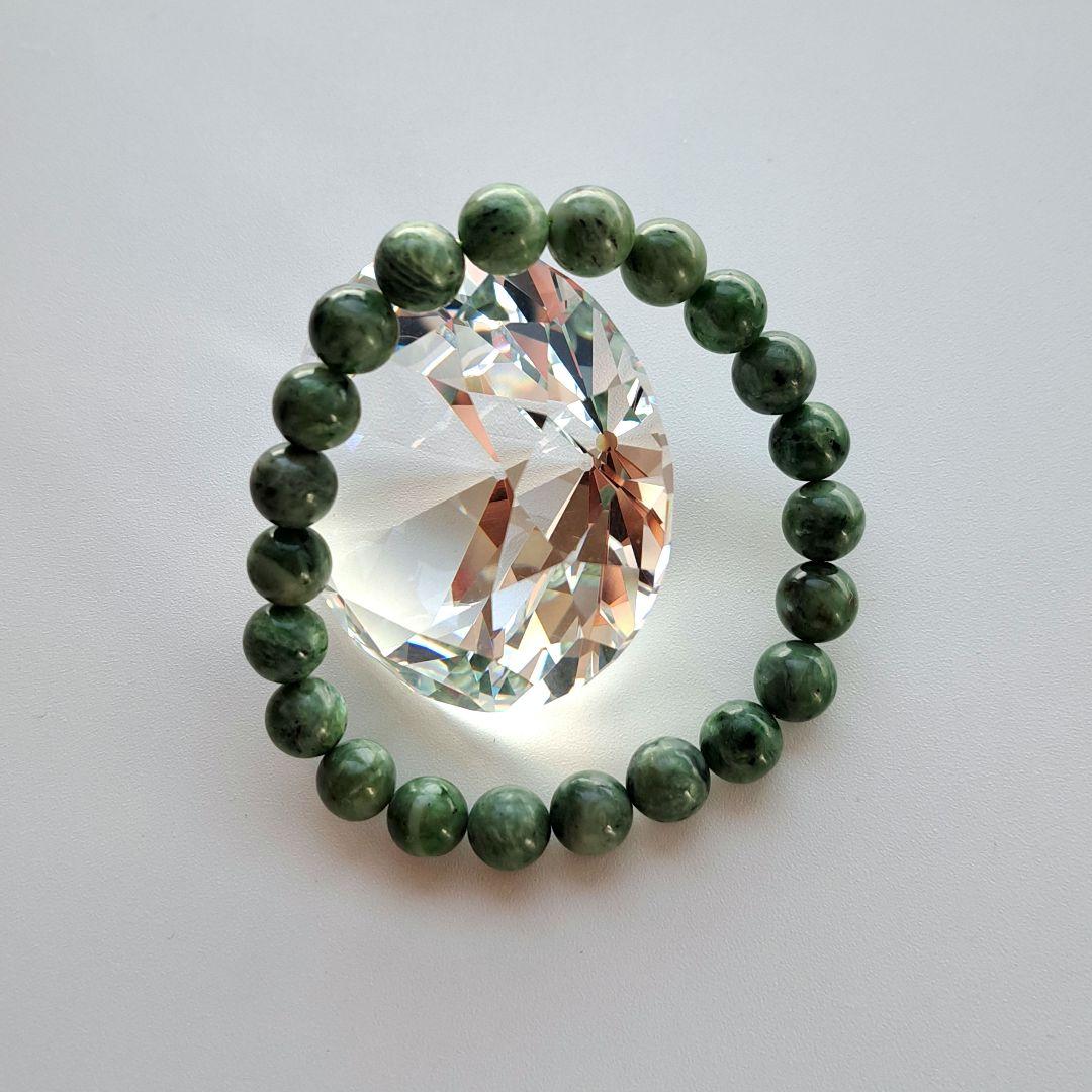 日本石 北海道 日高翡翠 深緑 8.7㎜ 国産ひすい