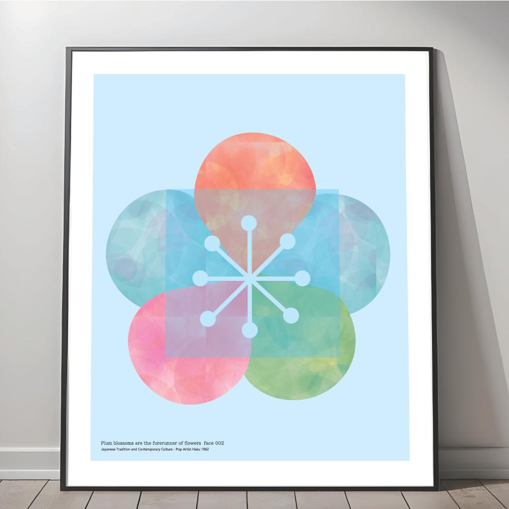 No.kashikomi梅－face002／ アートポスター　400×500