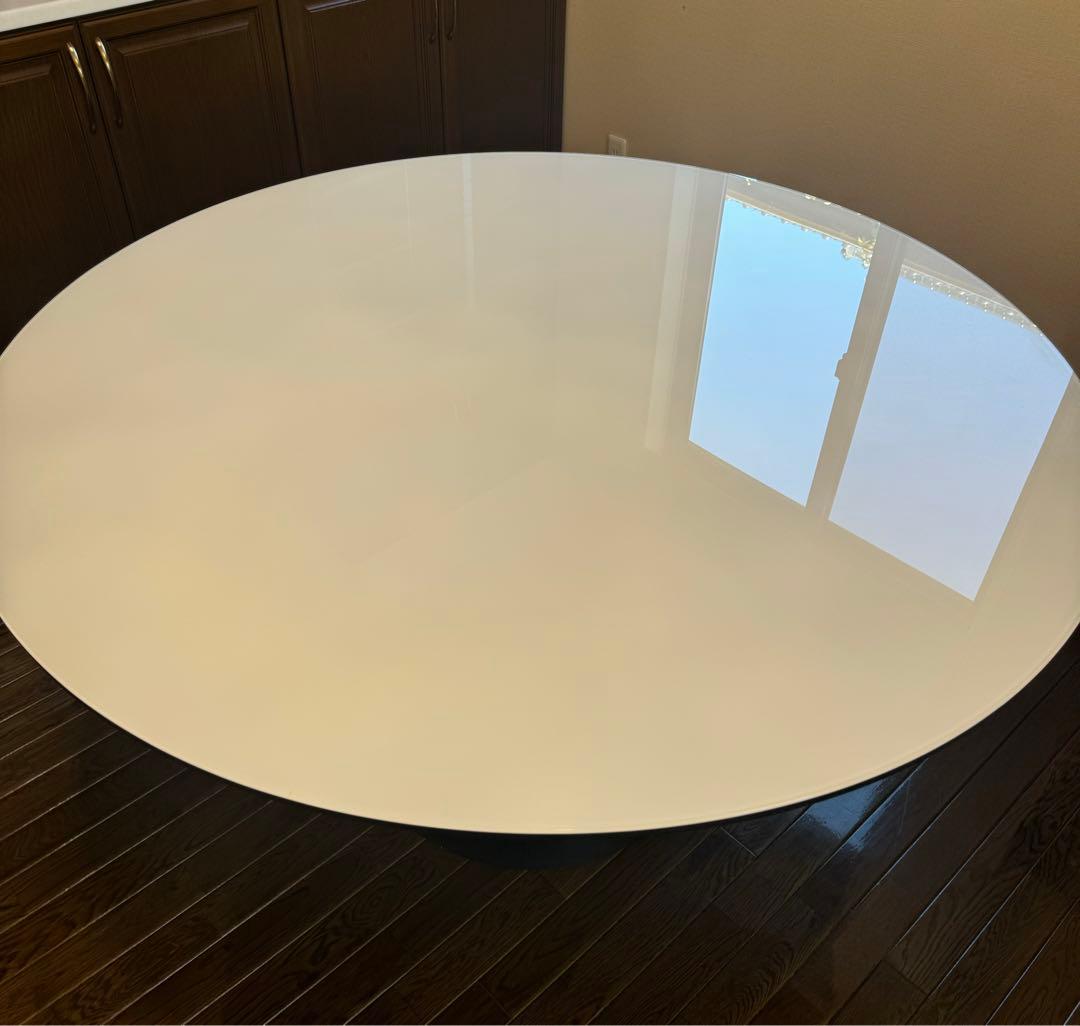 アルモニアPIANE 1350 ガラス天板 ラウンドダイニングテーブル