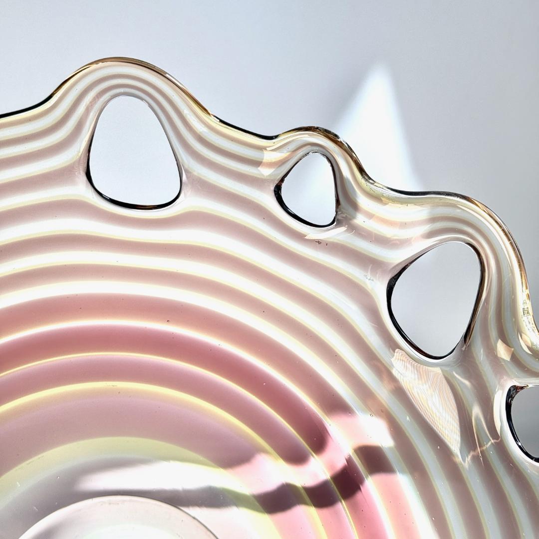 ビンテージ 職人よる手作りの大きなガラスコンポート 直径35㎝