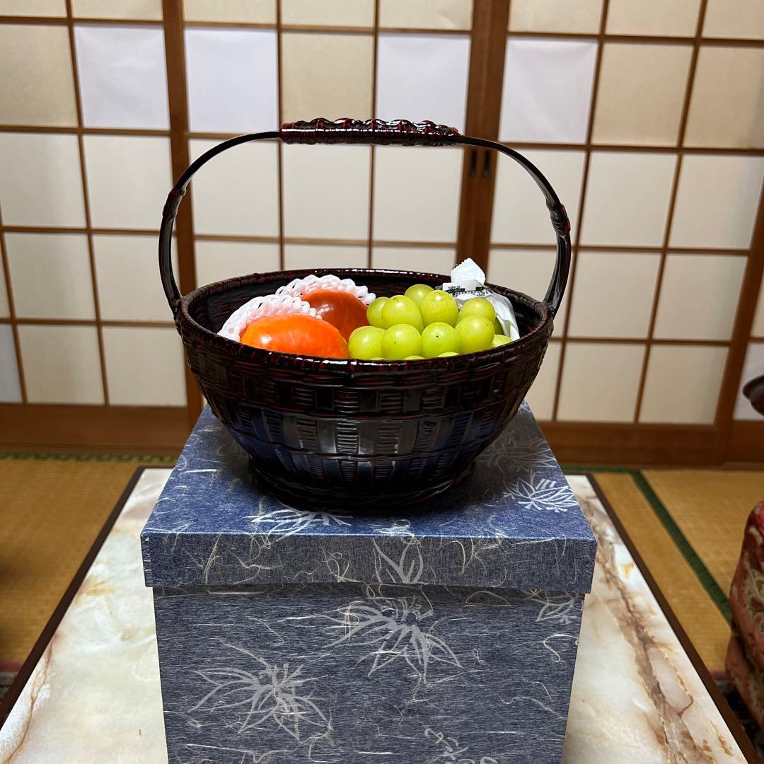 久留米 九藍 手付盛籠 九州籃胎漆器 らんたいバスケット 竹籠 漆器