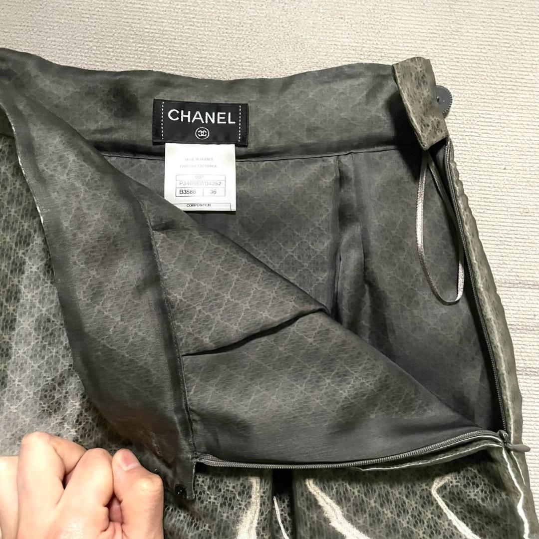 新品レベル CHANEL ミディアム丈 スカート シースルー 36