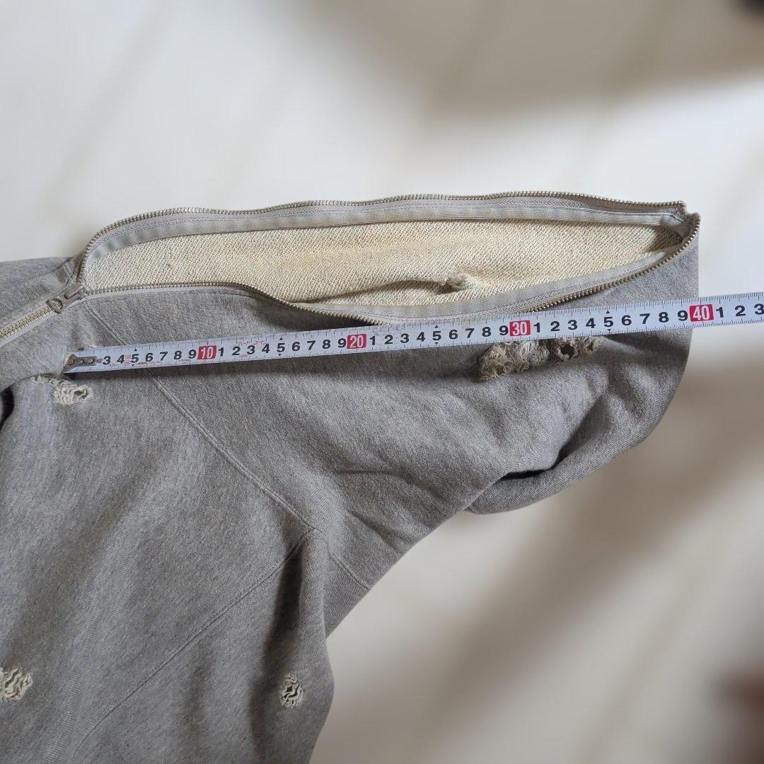 もきMIHARA YASUHIRO ダメージ加工 グレー ジップパーカー