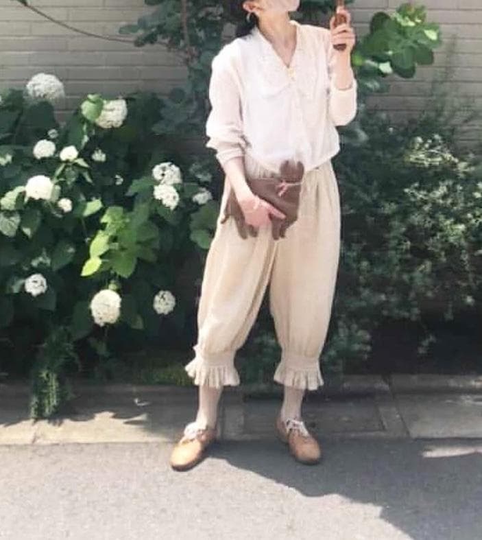 値下！極レア極美品！nolumさん　ドロワーズ　黒　リネンパンツ　ギャザーパンツ