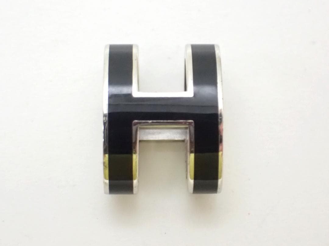 HERMES エルメス ポップアッシュH ネックレストップ シルバー×ブラック