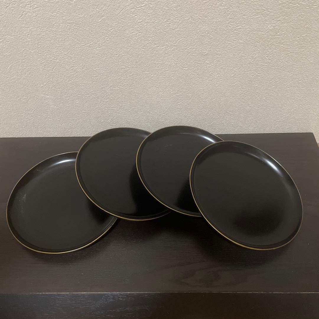 豪華掘り出し物！【昭和レトロ•骨董品】黒漆　銘々盆揃い《20枚セット》