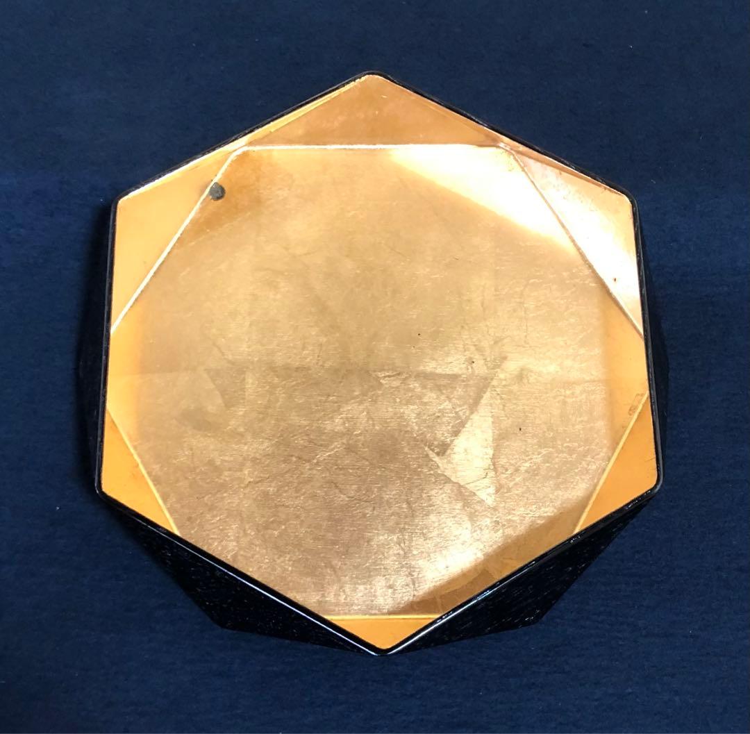 割引❗️《R》黒塗内金箔 亀甲盆 塗師 川瀬表完作 共箱 251003あ6