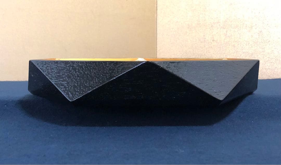 割引❗️《R》黒塗内金箔 亀甲盆 塗師 川瀬表完作 共箱 251003あ6