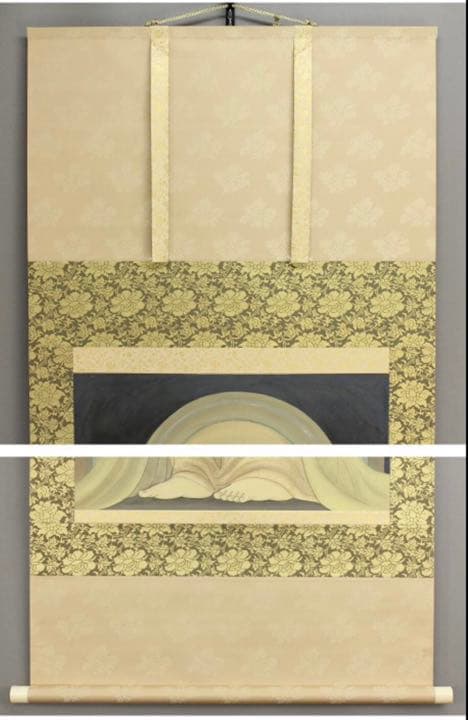 送料無料　極上絹本肉筆観音図 大幅掛軸 211×69cm　時代物