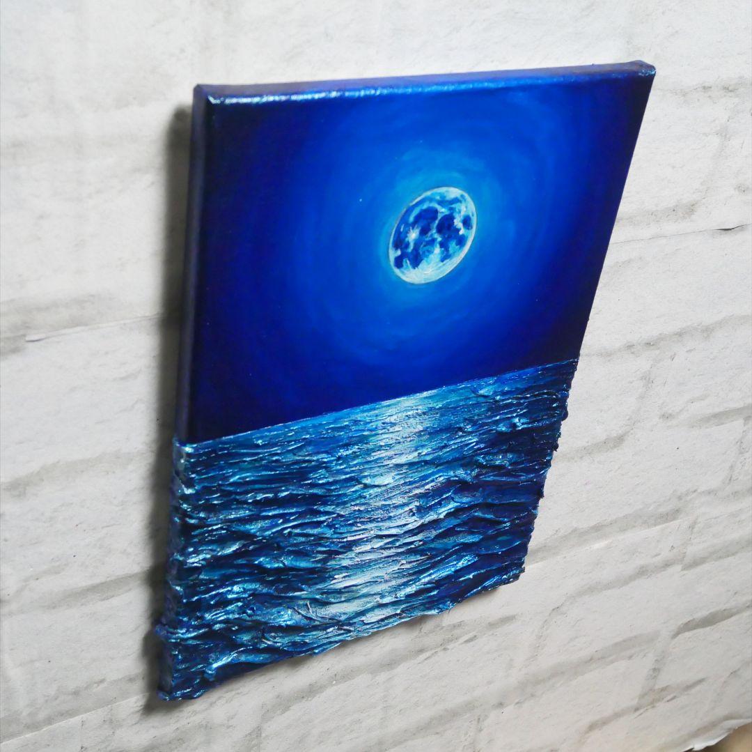 油絵 油彩 油彩画 絵 絵画 【青い月 】F4号