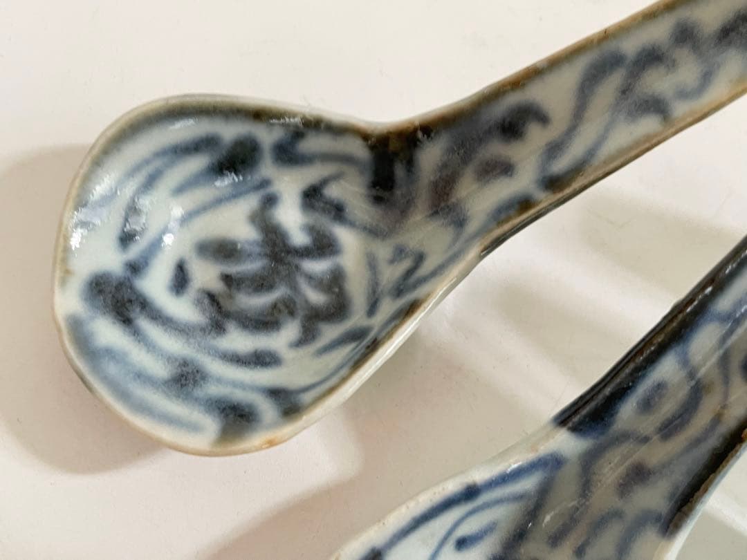 骨董　アンティーク　青花　蓮華　染付　清朝　れんげ　レンゲ　スプーン　スッカラ
