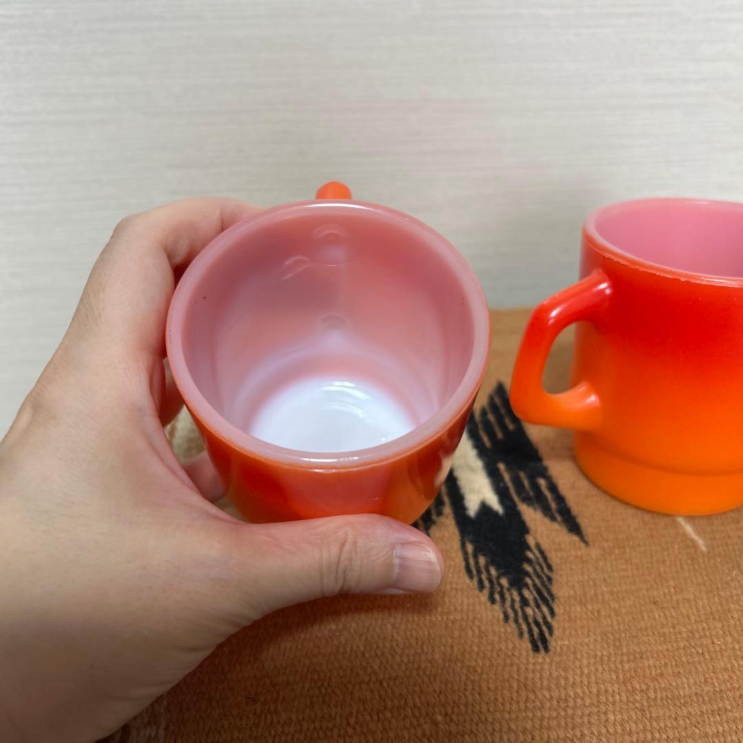 ファイヤーキングオレンジのグラデーションマグカップ2個セット ミッド
