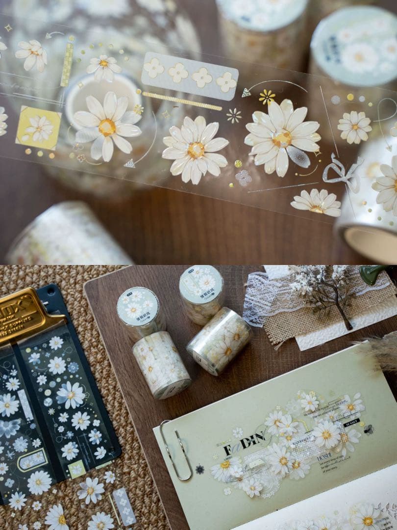 Hoshi奶芙《雏菊听风》海外マスキングテープ　マステ 【2674】