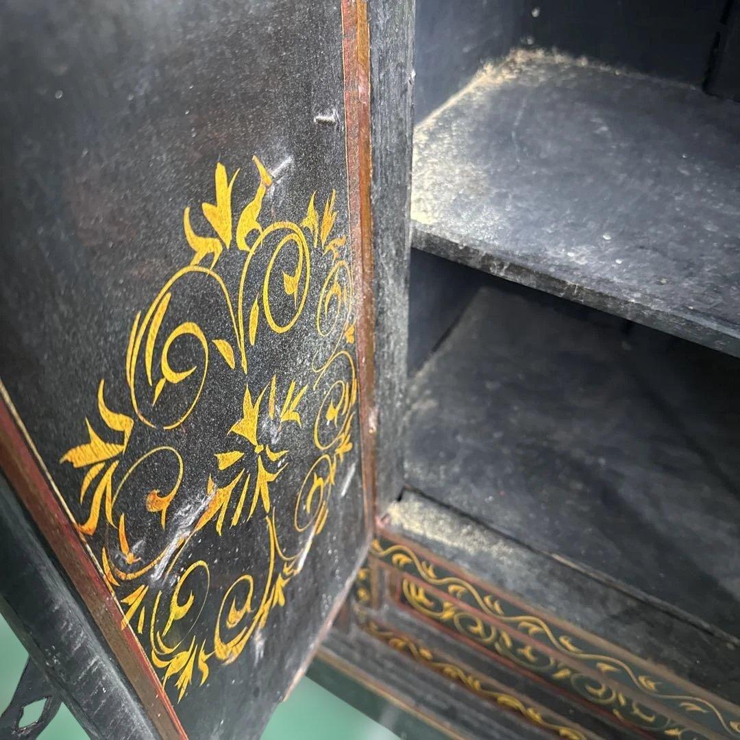 ☆インド 手描き装飾の木製タンス キャビネット 家具 アンティーク 格安