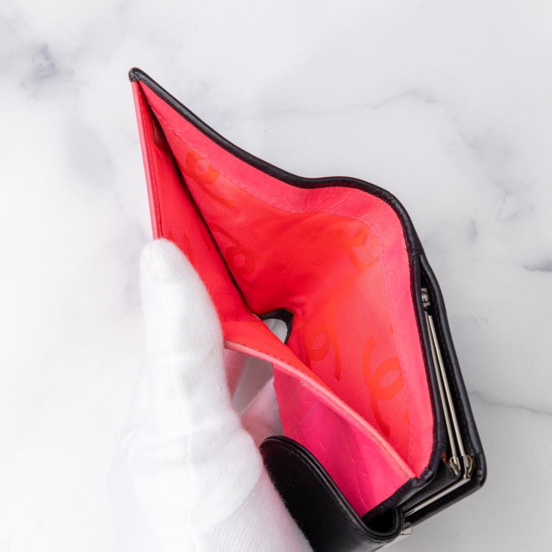 CHANEL シャネル 二つ折り 財布 カンボンライン ブラック