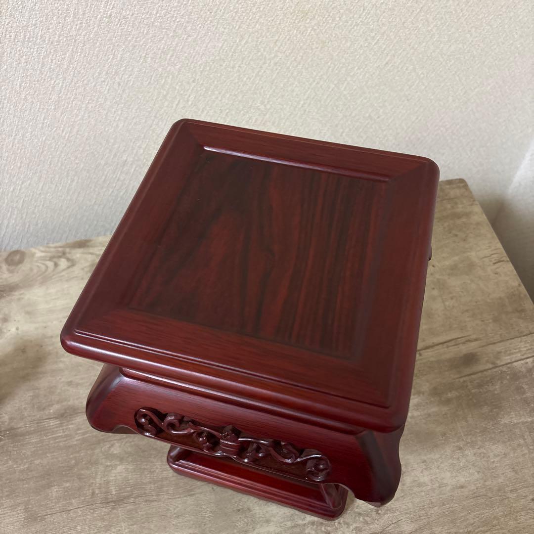 高級唐木花台 透かし彫り 紫檀 盆栽花台 懸崖花台 加藤工芸ランプ 計2