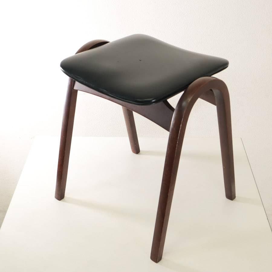 秋田木工 IDC大塚 No.202 剣持勇 スタッキングスツール 黒 PVC⑤