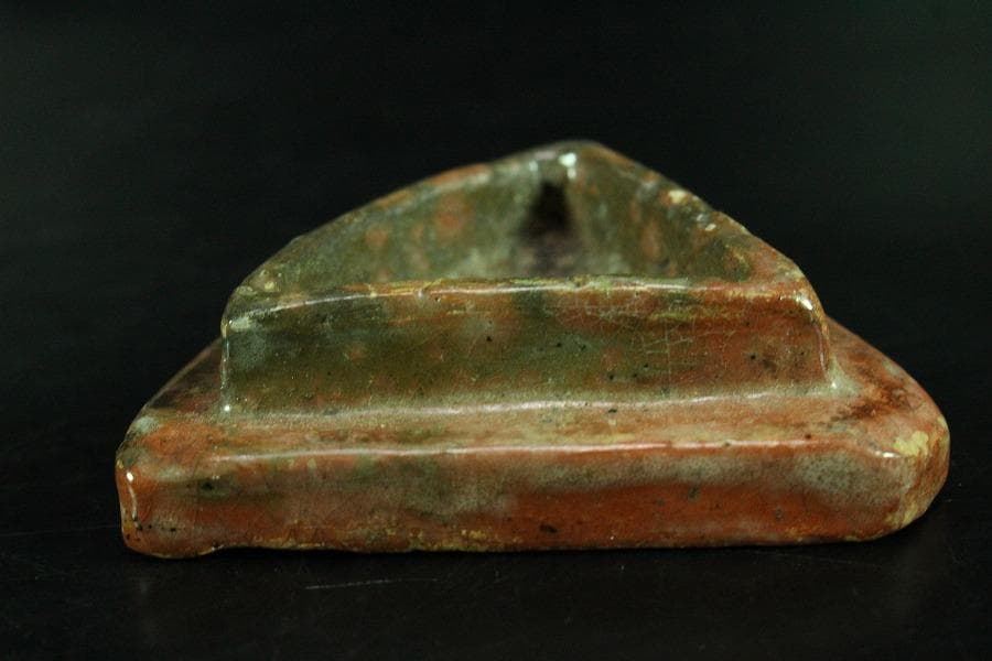 茶道具 赤楽 扇面 香合 在印(K-YC376)