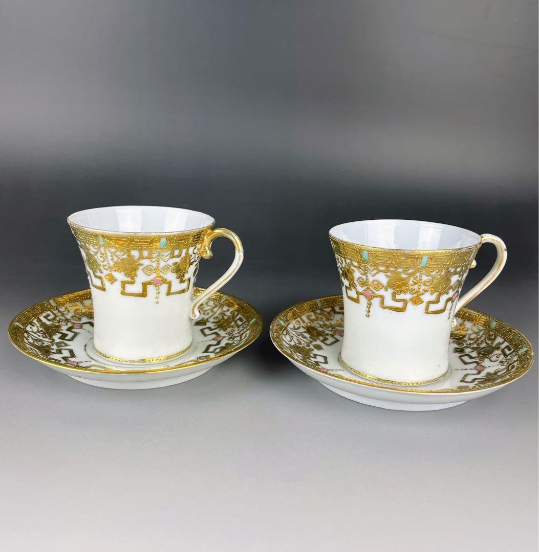 オールドニッポン 金盛り 2セット ティーカップ ソーサー アールヌーボー