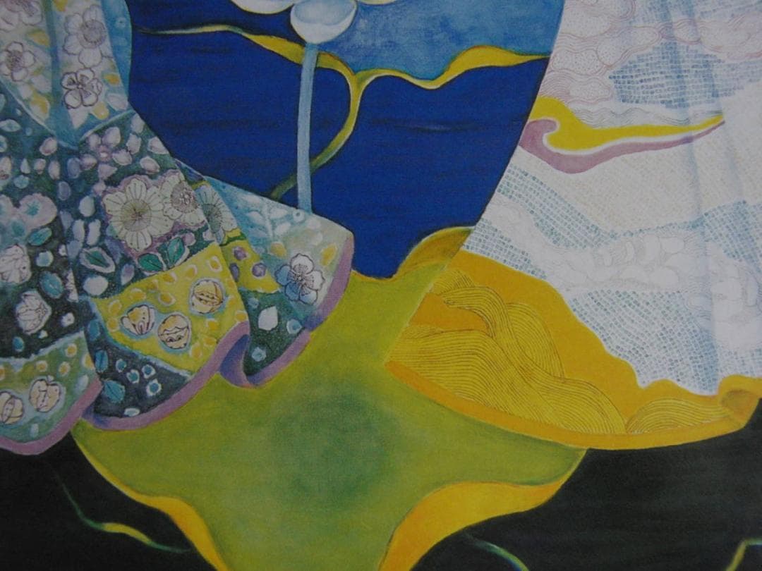 阿美代子、【蓮】、希少な額装用画集より、新品額装付、状態良好