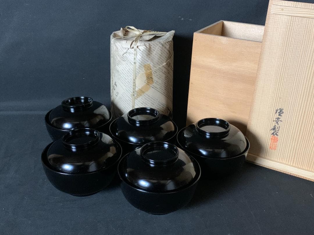 輪島塗 塩安製 黒真塗 飯椀 10客 共箱 茶懐石道具茶道具 903 - メルカリ