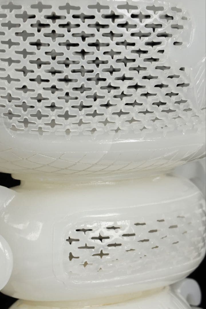 大*発様 中国古玩 白玉石大香炉 龍透彫細密彫刻 高