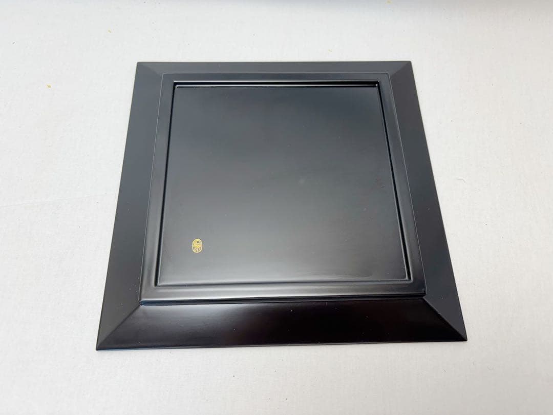 未使用 茶道具 平安象彦作 木製黒真塗 鵬雲斎好 茜青海盆 四方盆 共箱