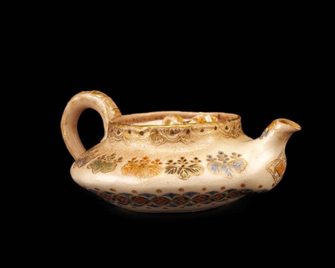 栗田焼　錦光山宗兵衛 錦光山　蓮摘み　急須　煎茶器