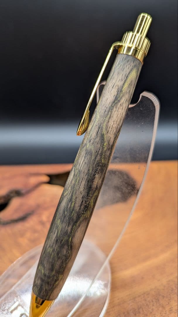 601超極上　黒柿孔雀杢　木軸シャーペン　ボールペン