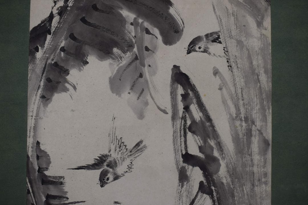 真作】手島呉東/芭蕉に雀画賛/掛軸☆宝船☆Y-201 JM - alnobala.ae