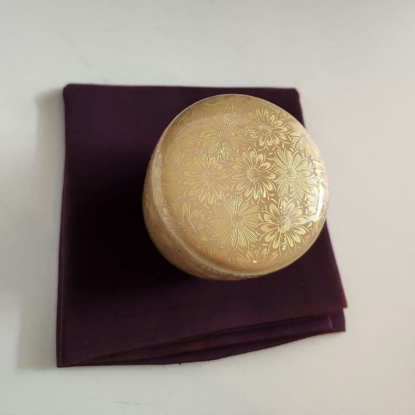 棗 大棗 菊 菊彫詰 白漆 輪島 彫り師 加門彰作