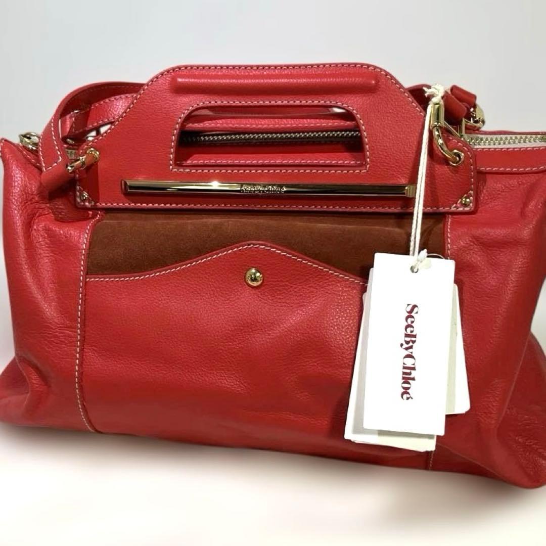 【F】未使用タグ付き！シーバイクロエ　see by chloe バッグ　赤