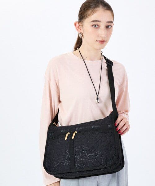 レスポートサック　ショルダーバッグ　ブラック　パフィーブロッサムズ