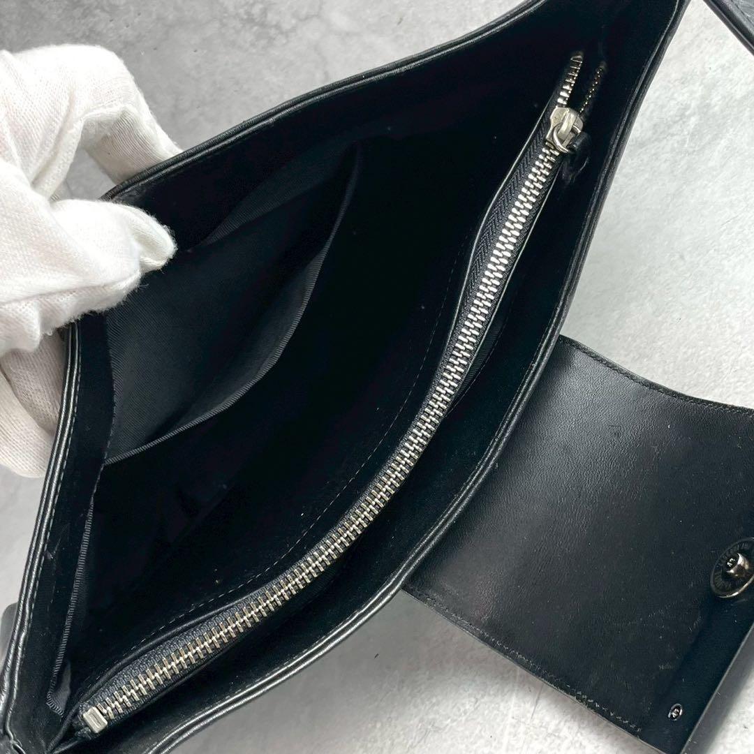 美品 ジバンシー ショルダーバッグ ロゴ金具 オールレザー フラップ ブラック