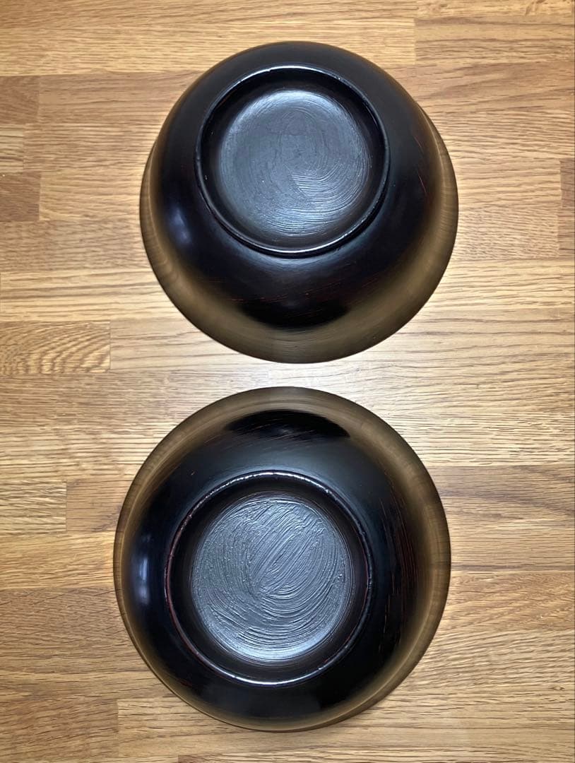 2個セット 漆器 山岸厚夫 5.5寸丼 曙 刷毛目 朱漆 黒漆 木