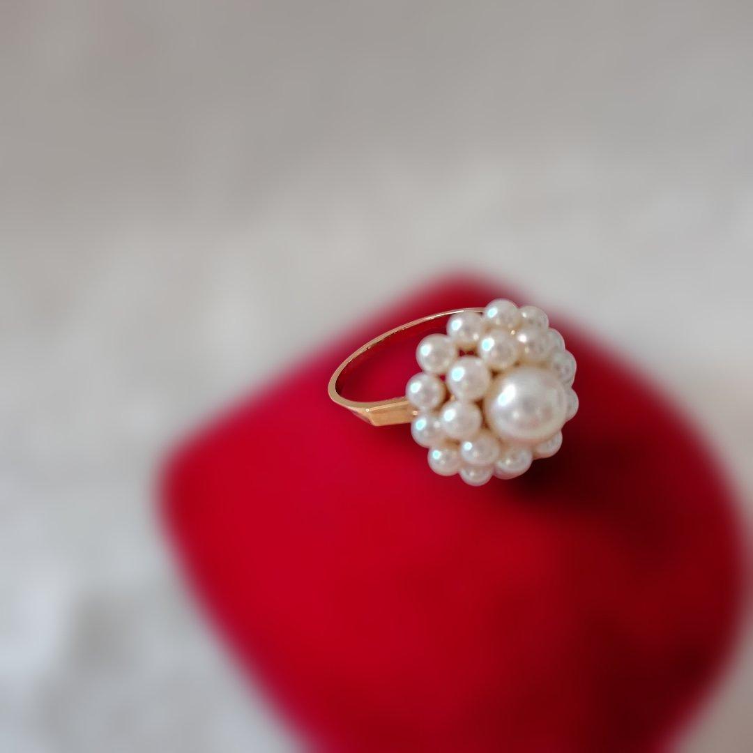 パール装飾のリング K18。