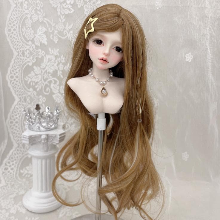 ドールウィッグ 7〜8インチ ブラウン 茶髪 ロングヘア カール SD BJD