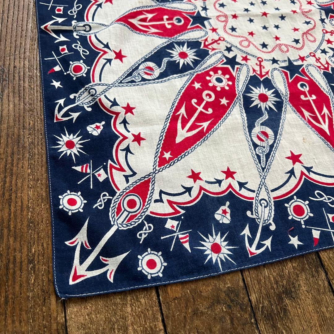 50s マリン柄 ビンテージ バンダナ レア オリジナルです