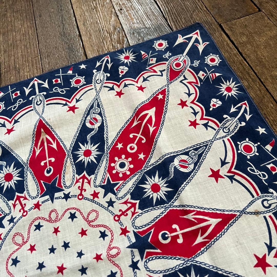 50s マリン柄 ビンテージ バンダナ レア オリジナルです