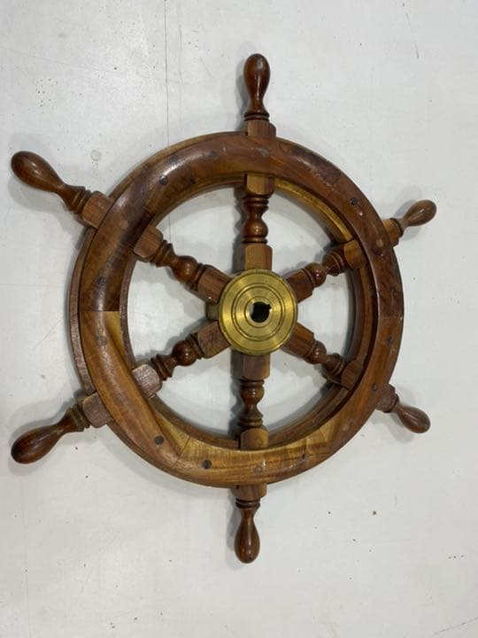 木製舵輪 船ハンドル 船舵 アンティーク - メルカリ