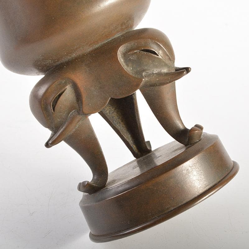 人間国宝　長野垤志作　青銅　象足花生　花瓶　共箱　U　R7307