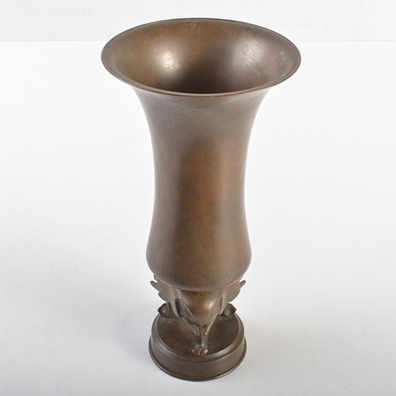 人間国宝　長野垤志作　青銅　象足花生　花瓶　共箱　U　R7307