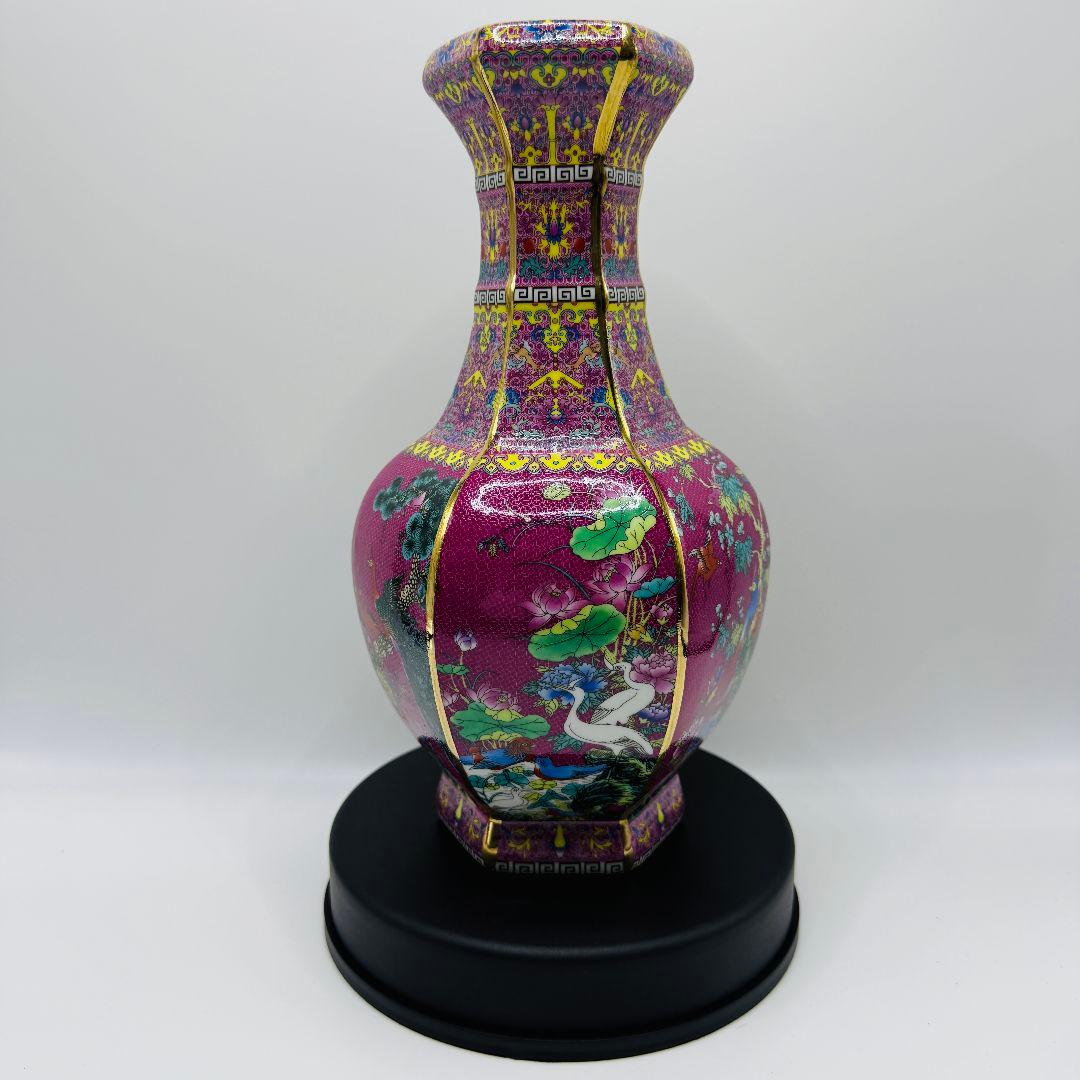 R107 ほうろう彩色 花瓶（かびん）陶磁器 アンティーク