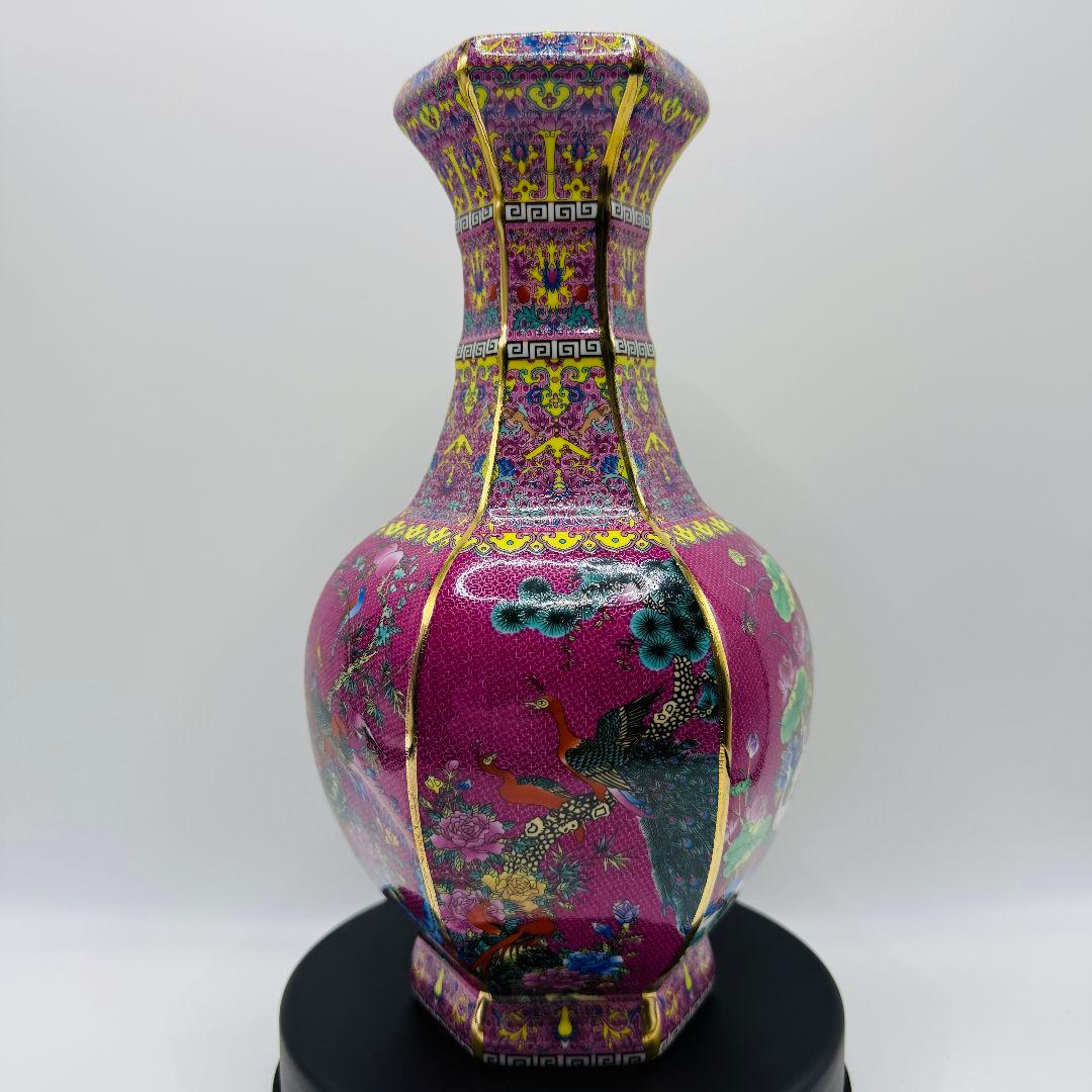 R107 ほうろう彩色 花瓶（かびん）陶磁器 アンティーク