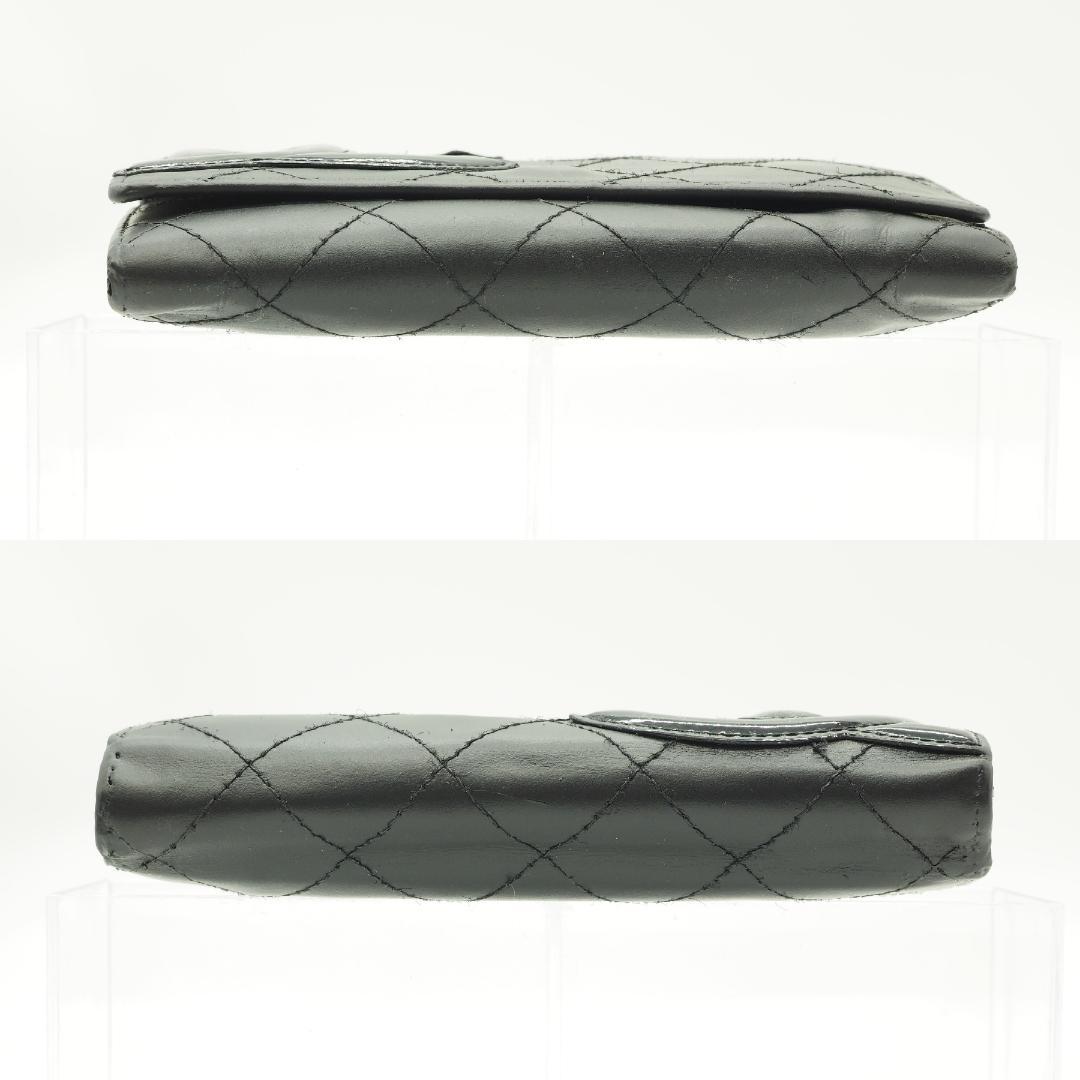 CHANEL シャネル カンボンライン 二つ折り財布 黒×ピンク