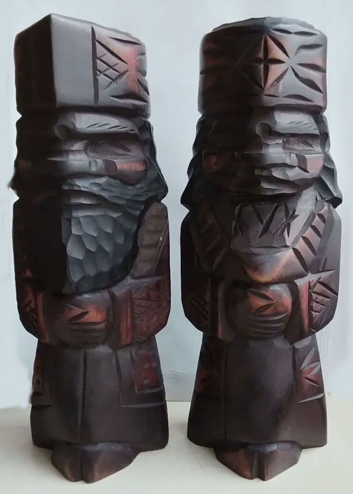 木彫り人形 2体セット：レトロ - メルカリ