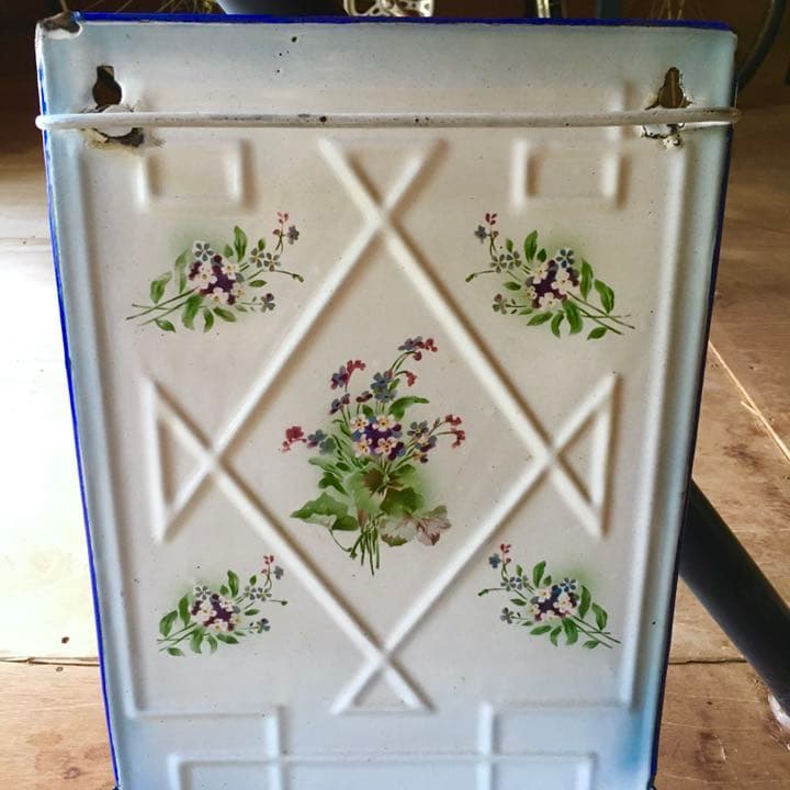 アンティークホーローレードルラック忘れな草japy